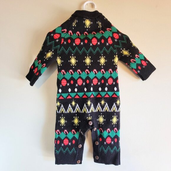 Baby Christmas Sweater | Reindeer Knit Pullover | Black | 0-6M - Picture 3 of 4
